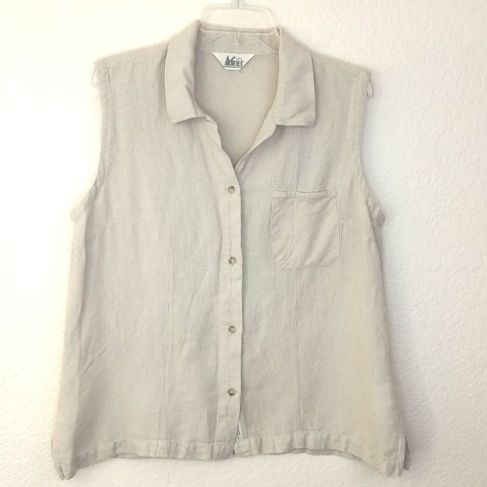 REI Linen Sleeveless Buttondown Shirt Top